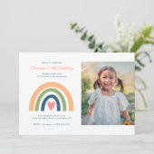 レインボーカラフルガールズ誕生日 – 写真 招待状 (スタンド正面)