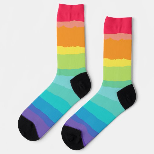 レインボーカラフルキュイ芸術的ゲイプライドLGBTQ ソックス (左)
