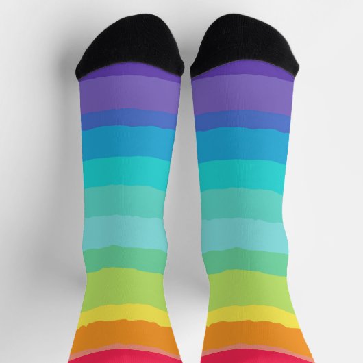 レインボーカラフルキュイ芸術的ゲイプライドLGBTQ ソックス (上部)