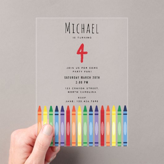 レインボーカラフルクライアンズ子供の誕生日パーティー アクリル招待状 (インサイチュ (ポータブル))