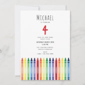 レインボーカラフルクライアンズ子供の誕生日パーティー 招待状 (正面)