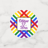 レインボーカラフルクライスクロスストライプ誕生日 コンフェッティ (スモール正面)