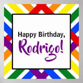 レインボーカラフルクライスクロスストライプ誕生日 ポスター