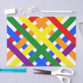 レインボーカラフルクライスクロスストライプ誕生日 薄葉紙 (クラフト)