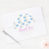 レインボーカラフルクラウドサンキュー誕生日 ラウンドシール (封筒)