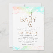 レインボーカラフルクラウドホワイトBBQベビーシャワー 招待状 (正面)