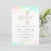 レインボーカラフルクラウドホワイトBBQベビーシャワー 招待状 (スタンド正面)