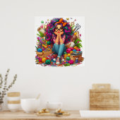 レインボーカラフルクラフトガールウォールポスタープリント ポスター (キッチン)