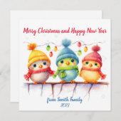 レインボーカラフルクリスマスバード シーズンカード (正面/裏面)