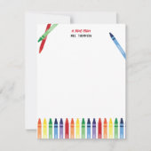 レインボーカラフルクレヨンかわいい先生鑑賞 ノートカード (正面)