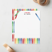 レインボーカラフルクレヨンかわいい先生鑑賞 ノートカード (正面/裏面インサイチュ)