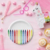 レインボーカラフルクレヨン ペーパープレート (パーティー)