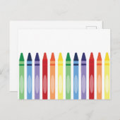 レインボーカラフルクレヨン ポストカード (正面/裏面)