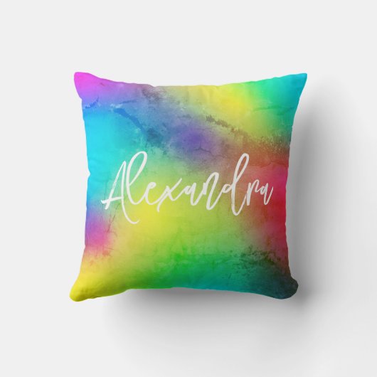 レインボーカラフルグラディエントテクスチャ鮮やか クッション (裏面)