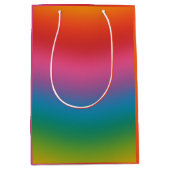 レインボーカラフルグラディエント ミディアムペーパーバッグ (正面)