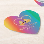 レインボーカラフルグラデーションパーフェクト梨かわいい結婚ズ ペーパーコースター (アングル)