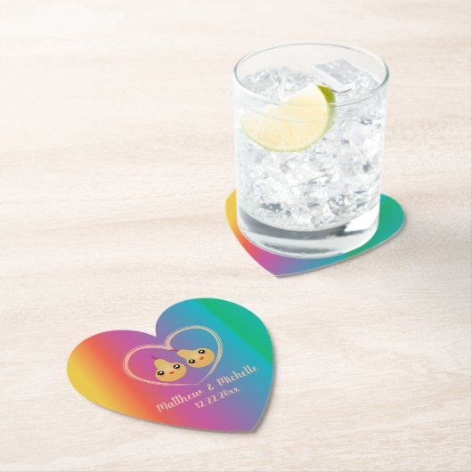 レインボーカラフルグラデーションパーフェクト梨かわいい結婚ズ ペーパーコースター (インサイチュ)