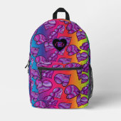 レインボーカラフルグラデーション名のドードルハート プリントバックパック (正面)