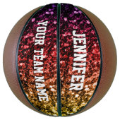 レインボーカラフルグリッターがあなたのチームを輝かせる バスケットボール (縦)