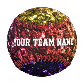 レインボーカラフルグリッターがあなたのチームを輝かせる 野球ボール (正面)