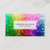 レインボーカラフルグリッターテクスチャのパーソナル化 名刺 (正面)
