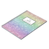 レインボーカラフルグリッターパタパーソナライズされたーン ノートブック (左側)