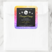 レインボーカラフルグリッターブラック製品ラベルロゴ スクエアシール (バッグ)