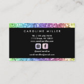 レインボーカラフルグリッターモノグラム美しいサロン 名刺 (裏面)