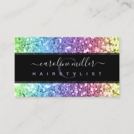 レインボーカラフルグリッターモノグラム美しいサロン 名刺
