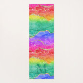 レインボーカラフルグリッター金ゴールドアガートモノグラム ヨガマット (裏面)