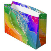 レインボーカラフルグリッター ラージペーパーバッグ (裏面アングル)