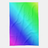 レインボーカラフルグリーンブルーパープル斜めブレンド キッチンタオル (縦)