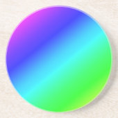 レインボーカラフルグリーンブルーパープル斜めブレンド コースター (正面)