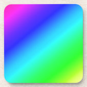 レインボーカラフルグリーンブルーパープル斜めブレンド コースター (正面)