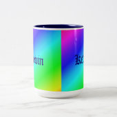 レインボーカラフルグリーンブルーパープル斜めブレンド ツートーンマグカップ (中央)