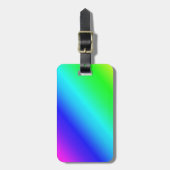 レインボーカラフルグリーンブルーパープル斜めブレンド ラゲッジタグ (正面縦)