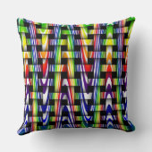 レインボーカラフルグリーンレッドイエローブルーウェーブピロー クッション (裏面)