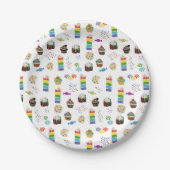 レインボーカラフルケーキのデザート&ふりかけパターン ペーパープレート (正面)