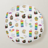 レインボーカラフルケーキのデザート&ふりかけパターン ラウンドクッション (裏面)
