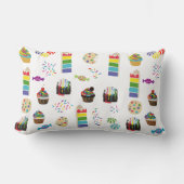 レインボーカラフルケーキのデザート&ふりかけパターン ランバークッション (正面)