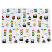 レインボーカラフルケーキのデザート&ふりかけパターン ラージペーパーバッグ (正面)