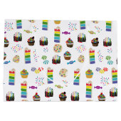 レインボーカラフルケーキのデザート&ふりかけパターン ラージペーパーバッグ (裏面)