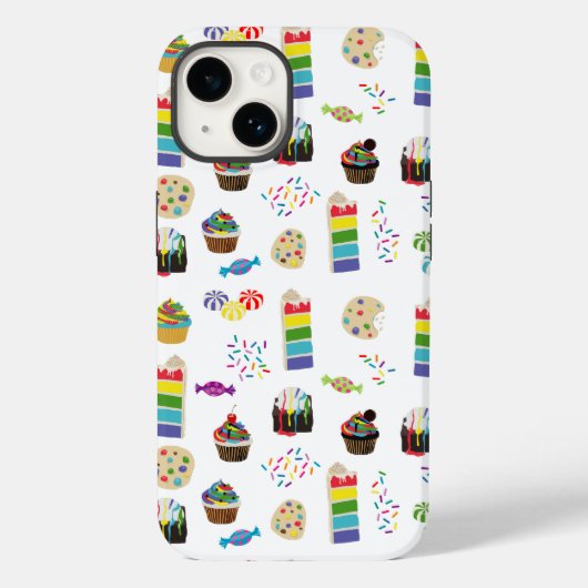 レインボーカラフルケーキのデザート&ふりかけパターン Case-Mate iPhoneケース (裏面)