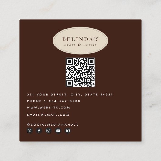 レインボーカラフルケーキのデザート&ふりかけQRコード スクエア名刺 (裏面)