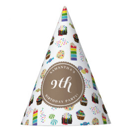 レインボーカラフルケーキ振りかける誕生日パーティー パーティーハット