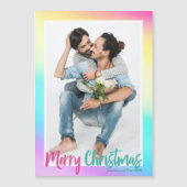 レインボーカラフルゲイカップル写真クリスマスマグネット (正面)