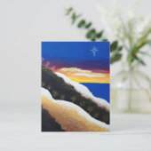 レインボーカラフルコーストシースケープフォークアート ポストカード (スタンド正面)