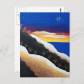 レインボーカラフルコーストシースケープフォークアート ポストカード (正面/裏面)