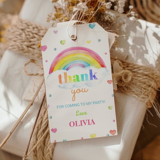 レインボーカラフルサンキューラベル誕生会 ギフトタグ