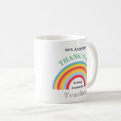 レインボーカラフルサンキュー先生感謝 コーヒーマグカップ (正面右)